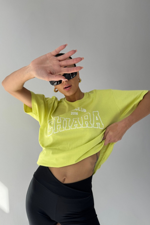 T-shirt bawełniany oversize CHIARA - limonka