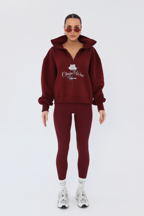 Bluza damska POLO ROSE - bordowy 4