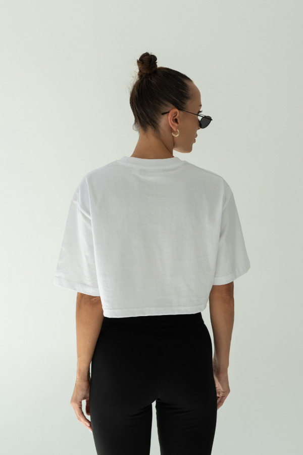 T-shirt CROP TOP - biały 6