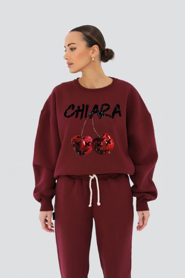 Bluza damska oversize CHERRY - bordowy 2