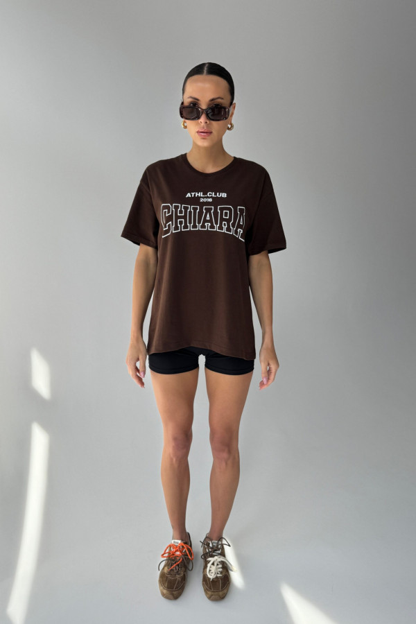 T-shirt bawełniany oversize CHIARA - brązowy 3