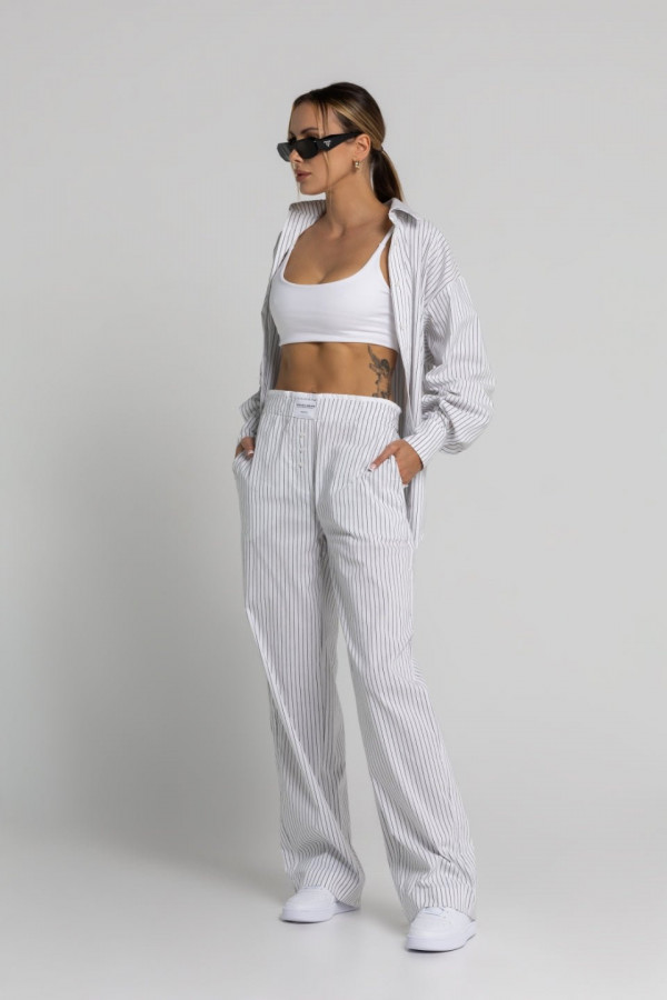 Koszula damska PAJAMAS - biały w paski 2