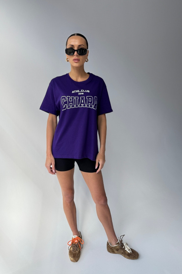 T-shirt bawełniany oversize CHIARA - fioletowy 6
