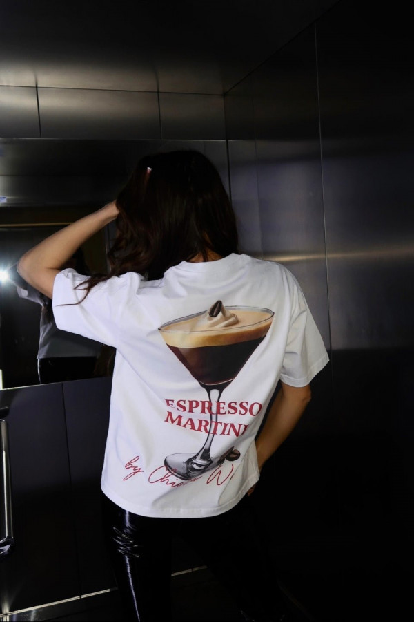 T-shirt bawełniany oversize ESPRESSO MARTINI - biały