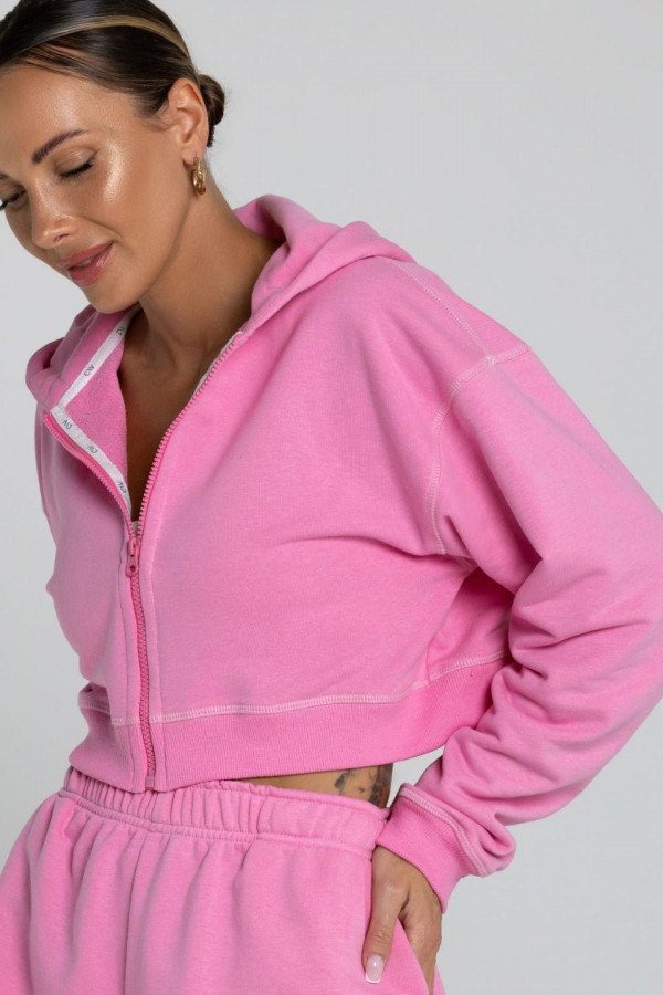 Bluza krótka z kapturem ZIP nadruk zielony CIAO CHIARA - różowy 1