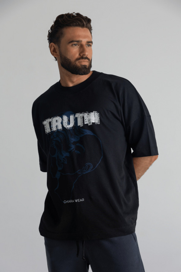 T-shirt męski oversize TRUTH - czarny