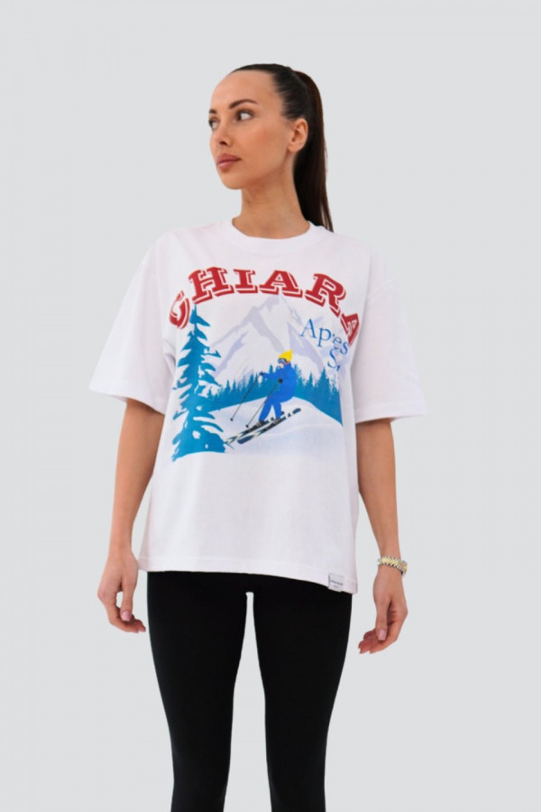 T-shirt bawełniany oversize APRES SKI - biały 3