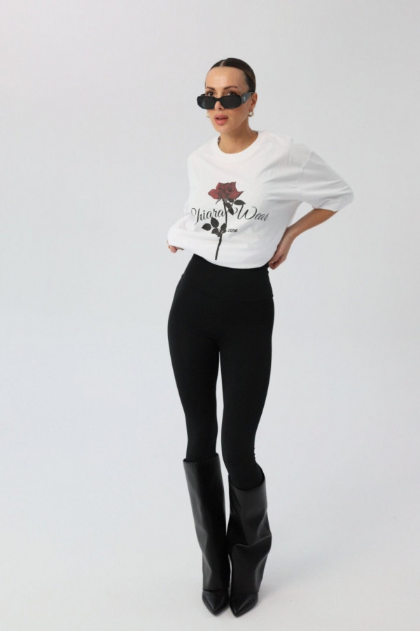 T-shirt bawełniany oversize ROSE - biały 2