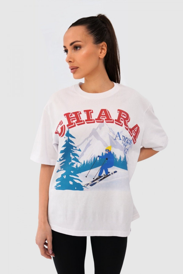 T-shirt bawełniany oversize APRES SKI - biały 1