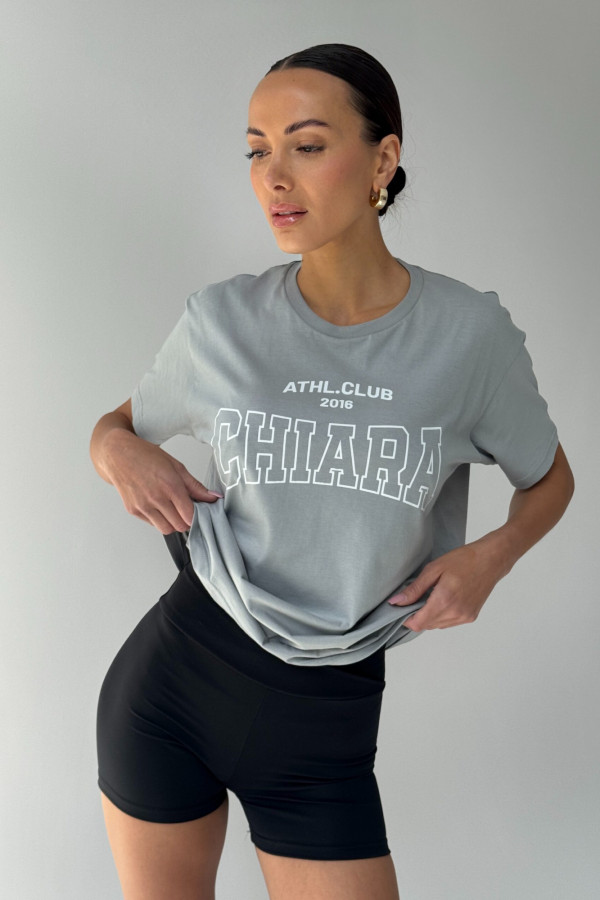 T-shirt bawełniany oversize CHIARA - szary
