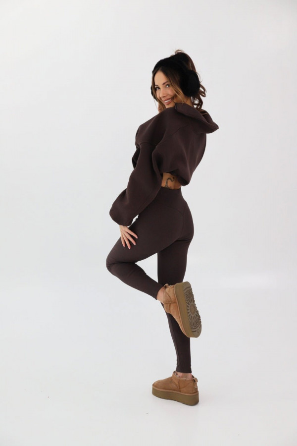 Legginsy push-up w prążek - brązowy 4