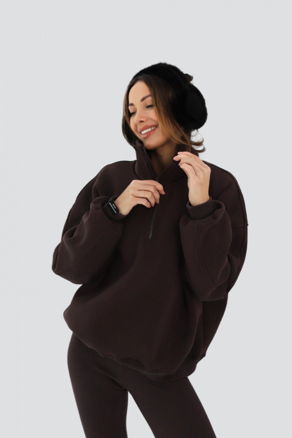 Bluza damska POLO - brązowy