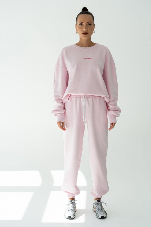 Bluza damska oversize z bizą SELFLOVE - różowy 2