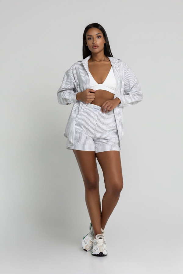 Koszula damska PAJAMAS - biały w paski 4