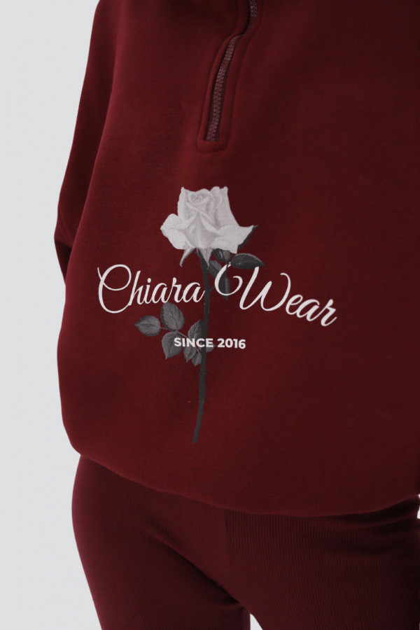 Bluza damska POLO ROSE - bordowy 2