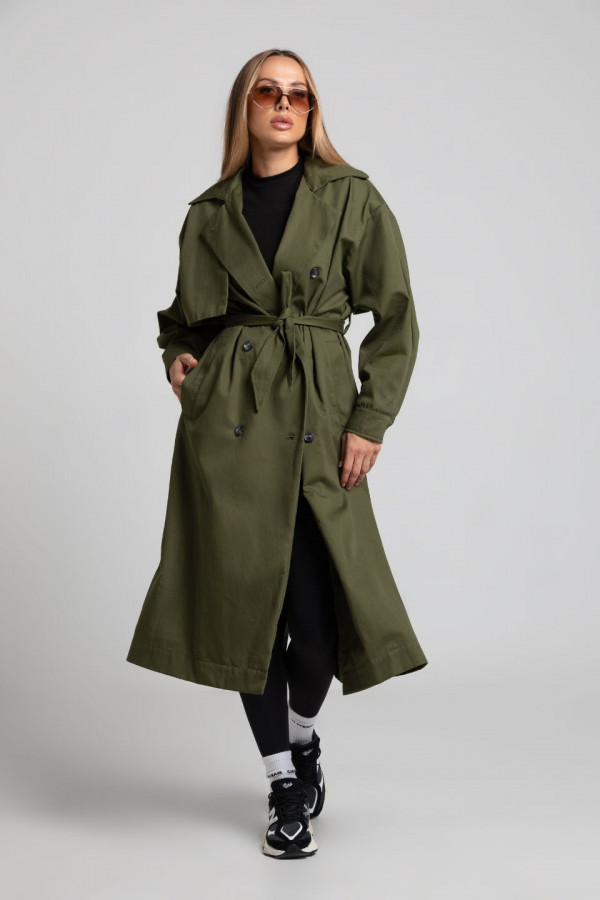 Płaszcz trencz nadruk CHIARA - khaki 6
