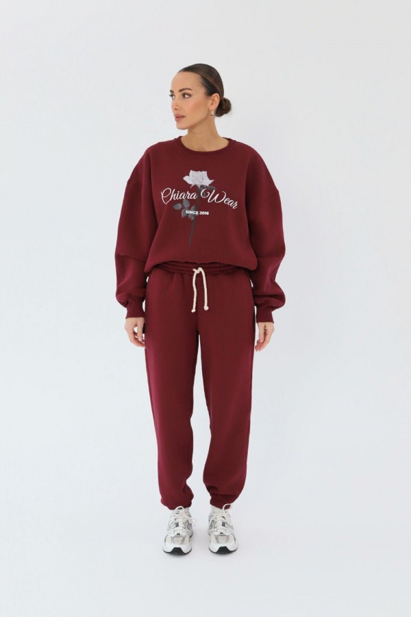 Bluza damska oversize ROSE - bordowy 2