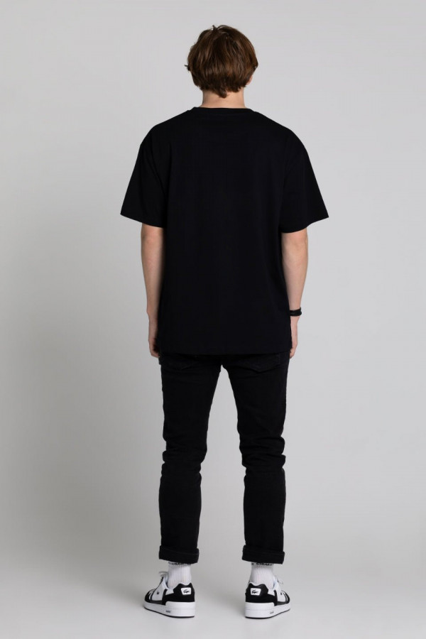 T-shirt bawełna z recyklingu oversize - czarny 4