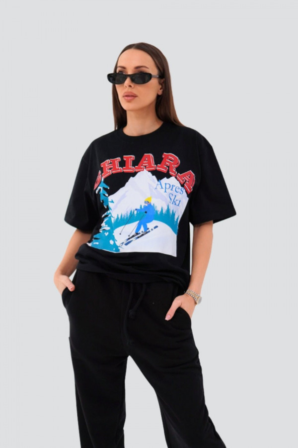 T-shirt bawełniany oversize APRES SKI - czarny 3
