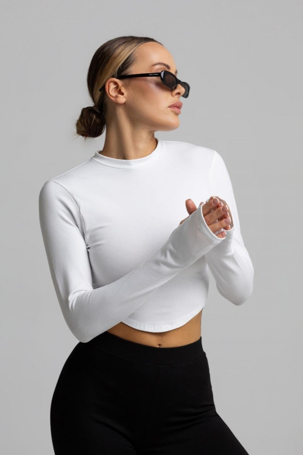 Krótki dopasowany longsleeve - biały 3