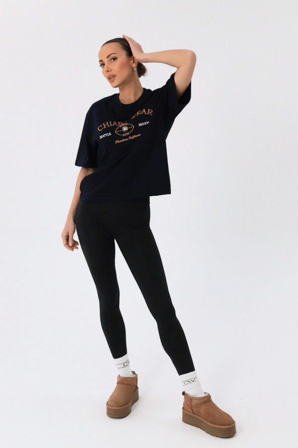 T-shirt bawełniany oversize haft CALIFORNIA - granatowy 2