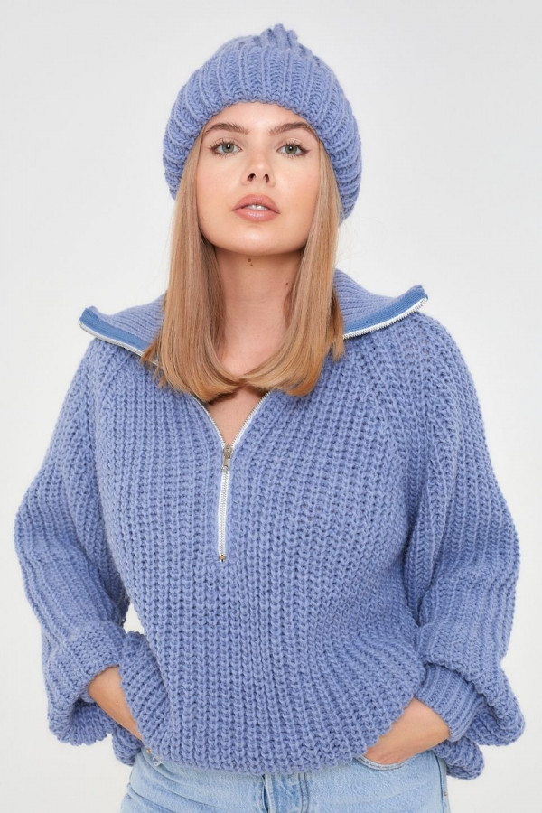 Sweter WARM na zamek - błękitny 5